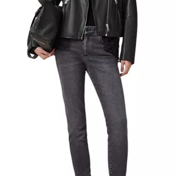 ALLSAINTS DOLBY BIKER SHEEP LEATHER JACKET BLACK SIZE 6 - Picture 8 of 12